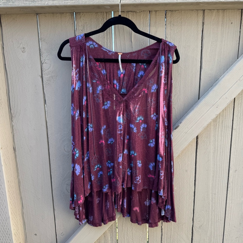 Free People Open Back Floral Tank Top